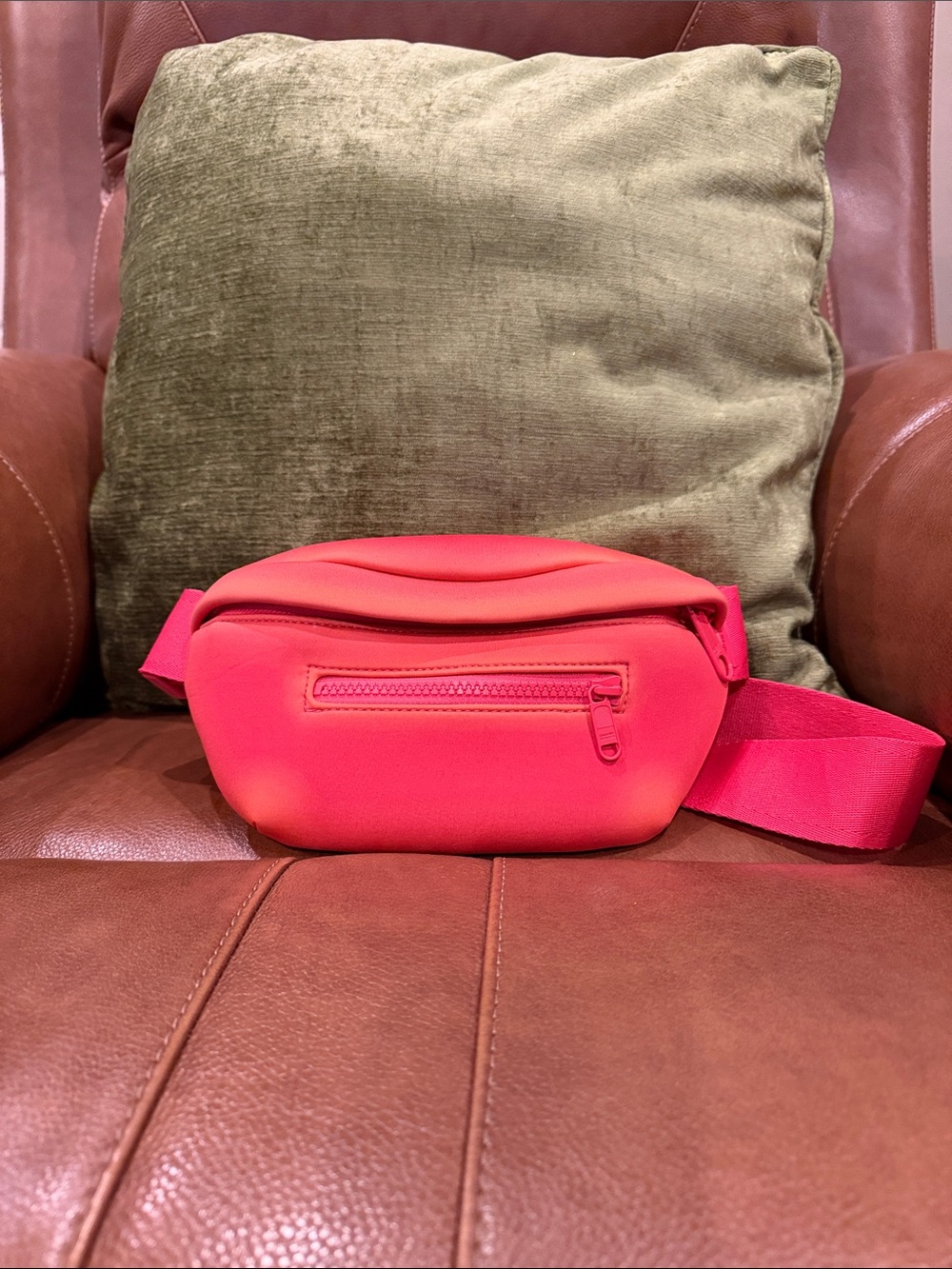 Dagne Dover Hot Pink/Coral Punch Crossbody Belt Bag/Sling Bag